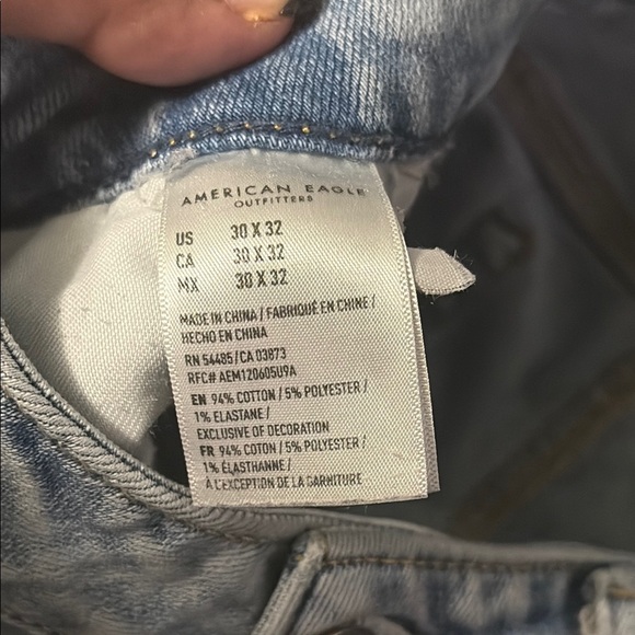 American Eagle Outfitters mens Light Blue Distressed Straight Leg Jeans 30x32 - Picture 3 of 9